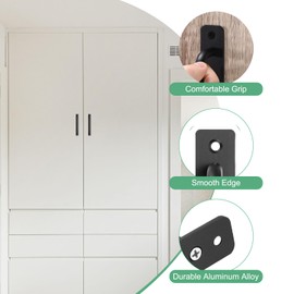 M METERXITY 2-Pack Barn Door Handles, 7.56Inch/192mm Hole Center Aluminium Alloy Gate Handle with Mounting Screws for Bathroom/Wardrobe/Closet/Kitchen, Sliding Door Handle with Plate [Black]