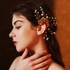 Golden Fairy Elf Ear Cuff - Handmade Flower Single Left