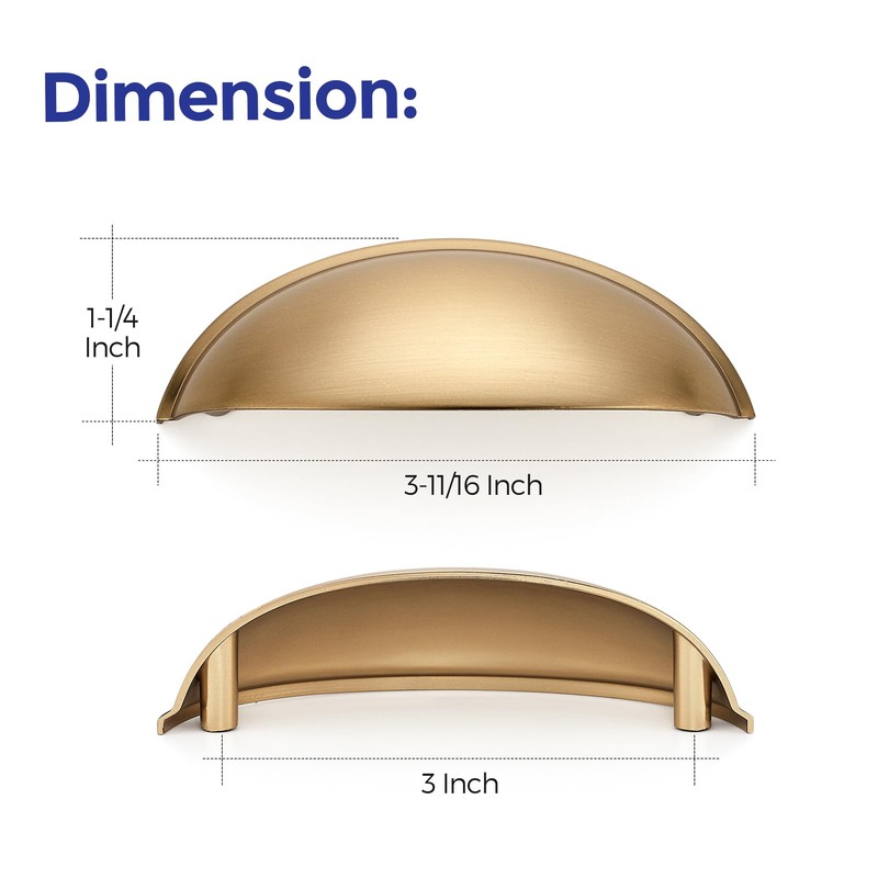 Ravinte 4 Pack 3" Drawer Pulls Champagne Bronze Cabinet Cup