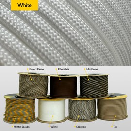 EdcX 4mm Nylon Paracord 550 100m (330 feet) - Type III, 100% Nylon Rope, 7 Strand Rope, 4mm Nylon Rope in Solid Colors (White, 100 m)
