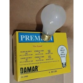 Damar (1) 4 Pk DAMAR 25W Frosted 130v Medium Brass Base