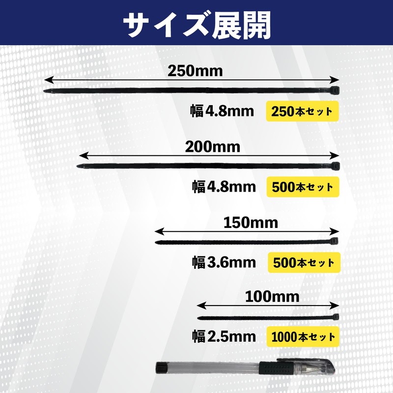 Cable Ties Black (Length 5.9 inches (150 mm) x Width