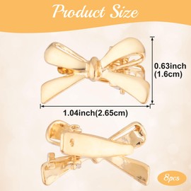 Pndeyo 8pcs Gold Bow Hair Clip for Women, Y2k Small Bow Hair Barrettes, Non-Slip Bowknot Hairpins Hair Accessories for Wedding Christamas Party Ceremony Banquet
