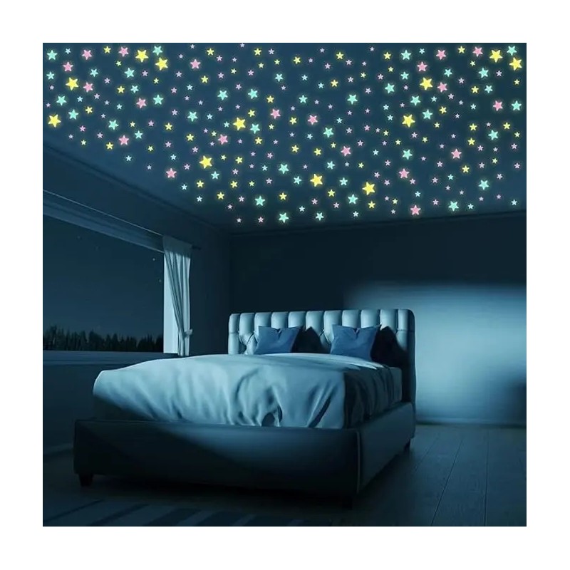 600 Piezas Pegatinas Fluorescentes: Estrellas Para Pared