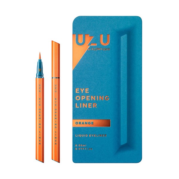 UZU By Flowfushi Eye Opening Liner, Liquid Eyeliner, Hot Water Removable, Alcohol Free, Hypoallergenic, Color: Orange