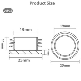 VZU 20 PCS 25mm Round Tube Plugs, Black Nuts, Thickened Wear-Resistant Noise-Reducing Non-slip Rubber End Caps, Suitable for Stainless Steel Tubes Chair Desk Table Legs (20pcs End Cap-ID25mm)
