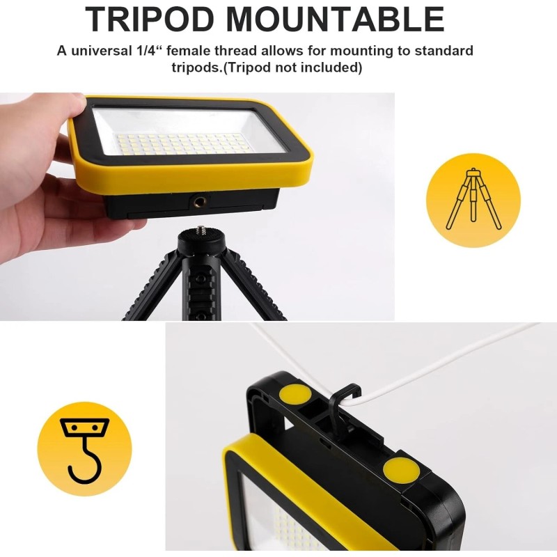 T-SUN 2PCS Rechargeable Work Light LED Battery Flood Light Outdoor