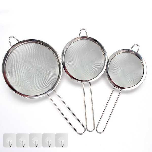 Kitchen Sieve Set of 3 Fine Mesh Sieves 8/12/16 cm