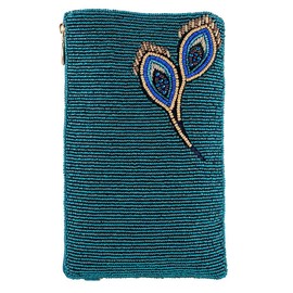 Mary Frances Peacock Pride Beaded Crossbody Phone Bag, Multi