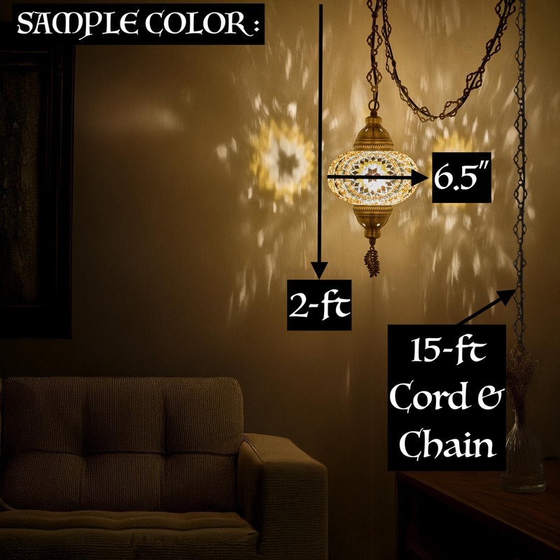 DEMMEX Plug-in Turkish Moroccan Mosaic Hanging Pendant Ceiling Light –