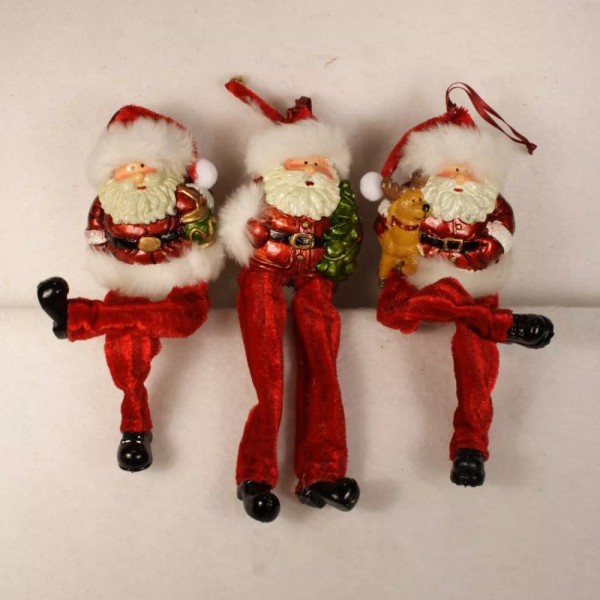 Unbranded 3 Piece Lot Santa Claus Ornament Bendable Legs 3