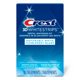 Crest 3D Whitestrips Noticeably White At-Home Teeth Whitening Kit, 10 Treatments, Visibly Whitens Teeth in just days
