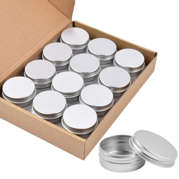 Aluminum Tin Cans, 24PCS 1/2 Oz Metal Round Tins Containers DIY Hand Cream Lip Balm Tins Small Empty Storage Travel Tin Jars for Candles, Salve, Cosmetics, Spice