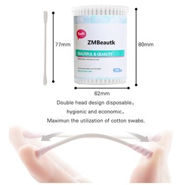 400count Organic Cotton Swabs for Infant Baby/Kid, Round Head Qtip for Baby Ear Nose Clean, 100% Cotton Double Tipped Paper Sticks Multipurpose Cotton Buds