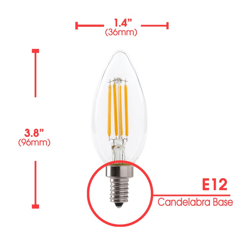Xtricity LED E12 Light Bulb, B11 3.5W Torpedo Filament Chandelier