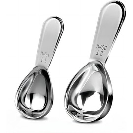 CLVEDU 2Pcs Stainless Steel Coffee Scoop, Durable Coffee Spoon Set 1 Tablespoon & 2 Tablespoon, Measuring Spoon Set for Ground Coffee