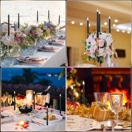 Baquler 120 Pcs Flameless Taper Candles with Remote and Timer 11" Battery Operated Candlesticks LED Flickering Faux Candles Warm Light for Wedding Holiday Party Home Decor (Black)