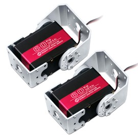 ANNIMOS Pack of 2 60KG Robot Servo Motor High Torque Stainless Steel Gear Digital Steering Large Servos with Mount Brackets