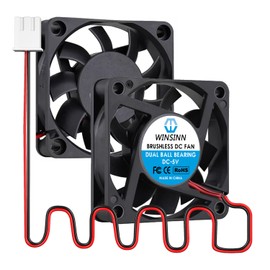 WINSINN DC 60mm Fan 5V 6015 Dual Ball Bearing Brushless Cooling 60x15mm 2PIN (Pack of 2Pcs)