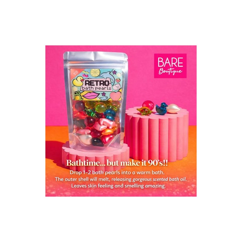 Retro Bath Pearls Jumbo Pack. 30 Assorted Bath Pearls, Various