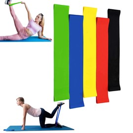 Resistance Loop Band Set for Home Fitness Includes 5 Resistance Exercise Bands with Carrying Bag, Exercise Legs Arms Body Stretching, Yoga, Pilates, Muscle Training