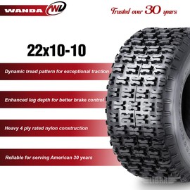 Set 2 WANDA Sport ATV Tires 22x10-10 Arctic Cat 150 250 Rear P336
