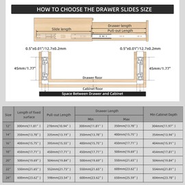 PHWALK 1 Pair Soft Close Drawer Slides 12 14 16 18 20 22 24 Inch 100 lb Load Capacity Full Extension Ball Bearing Side Mount Drawer Slides with Soft Close Drawer Slides (Soft Close, 24 inch)