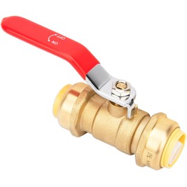 Push Fit Ball Valve 3/4 Inch Water Shut Off Valve for PEX Pipe, Copper, CPVC, PE-RT, HDPE, 22185-0000LFA, Brass