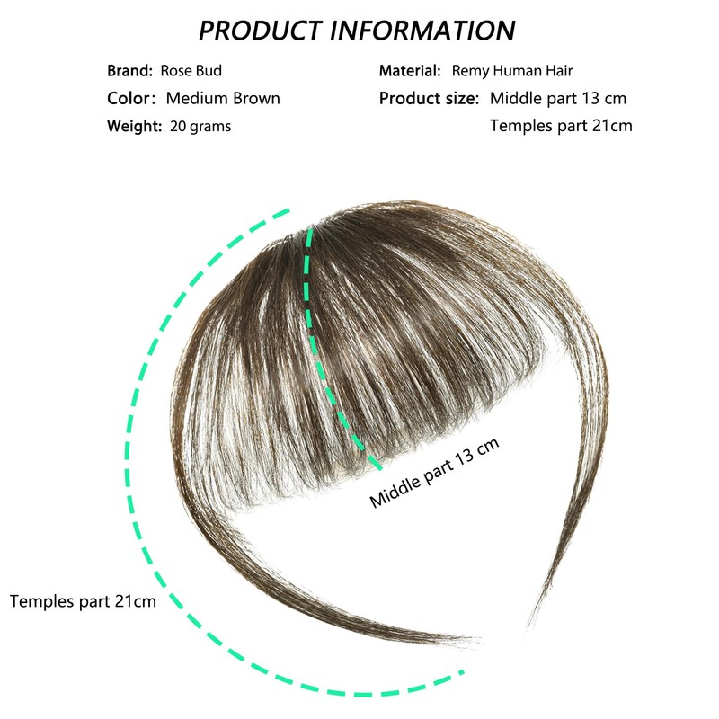 Rose Bud Clip in Bangs Hairpieces for Women Flat Front