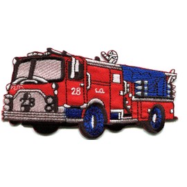 Fire engine truck rescue pumper retro embroidered applique iron-on patch new by TKPatch