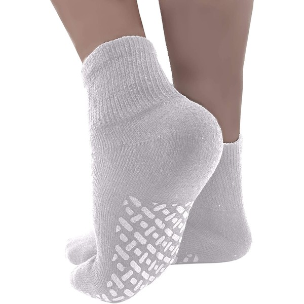 Debra Weitzner Non-Binding Loose Fit Sock - Non-Slip Diabetic Socks for Men and Women - Ankle 12Pk White