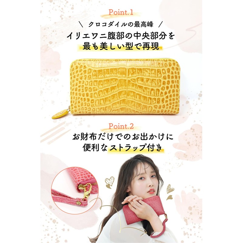 LEZOPHIS Crocodile Long Wallet, Supervised by Feng Shui, Cowhide Leather,