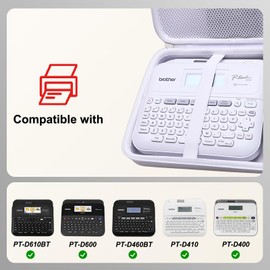 LTGEM Case Compatible with Brother P-Touch PT- D610BT / PT-D410 / PT-D460BT / PTD600 / PTD400AD Label Maker, White