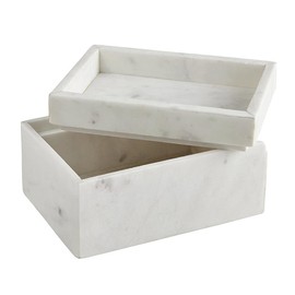 47th & Main Keepsake Decorative Marble Box with Lid, Medium, White