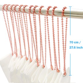 Shower Curtain Long Hooks, Shower Curtain Rings 12pcs, 55inch/140cm, spa-Quality Look - Pink