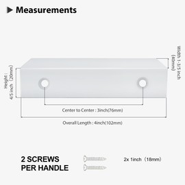 Peaha 10 Pack Kitchen Cabinet Handles 3 inch White Pulls for Dresser Drawers Door Edge Finger Pull Hardware