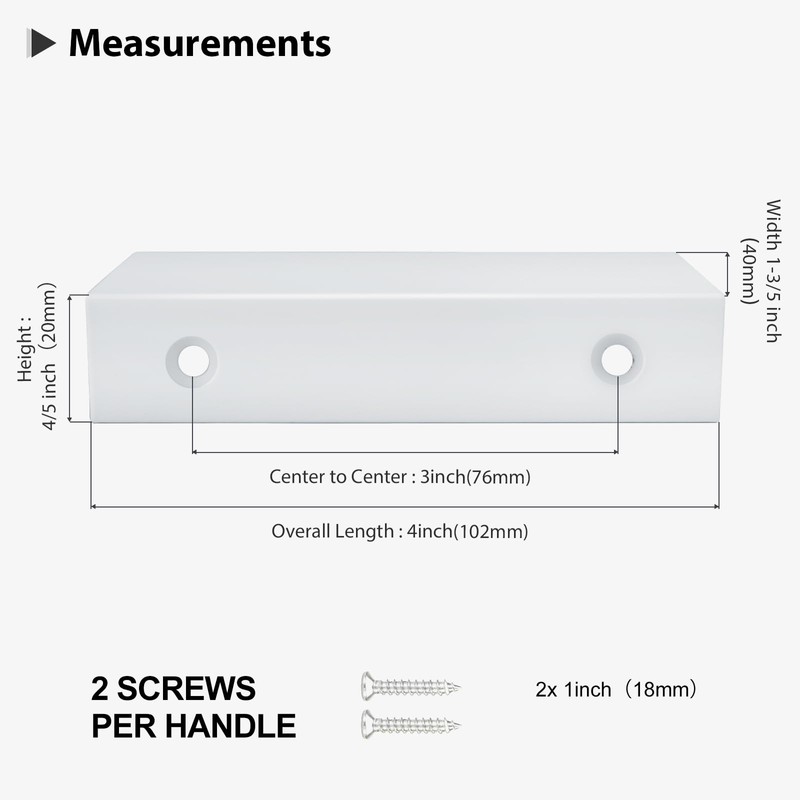 Peaha 10 Pack Kitchen Cabinet Handles 3 inch White Pulls