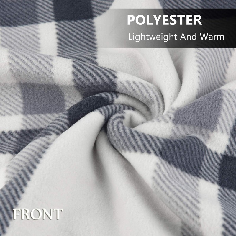 forestfish Fleece Wearable Blanket, Plaid Lap Blanket Comfy Poncho Throw