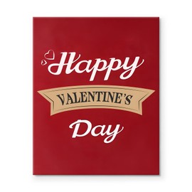 Valentine's Day Canvas Wall Art Decor - Red Background with Happy Valentine's Day Text and Heart Accents, Romantic Wall Art Decor for Living Room or Bedroom, Love-Themed Home Decoration 8X10 inch