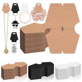 Glarks 200pcs 2 x 5In Jewelry Display Cards Set, Brown Kraft Paper Bracelet Display Cards, Hang Tags Card, Key Chains, Earring Packaging Cards for Necklaces