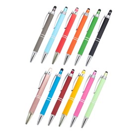 Operitacx 12pcs Metal Ballpoint Pens with Stylus Tip 2 1 Retractable Ink Pens for Office School Note Taking and Writing Mixed Colors for Teens and Women