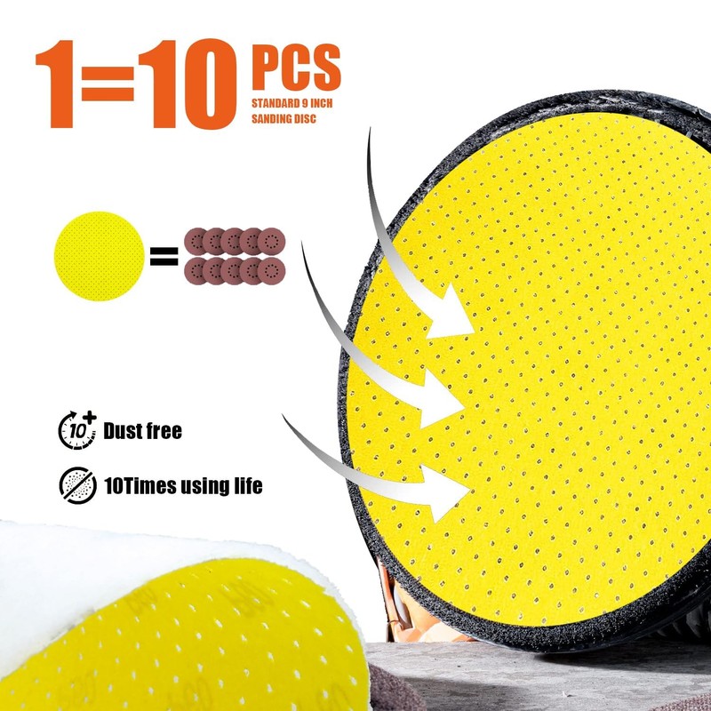 POWER PRO 2100 - Perforated Drywall Sanding Abrasive Discs 9-Inch/225mm