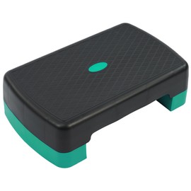 Fitvids 18" Workout Aerobic Stepper Step Platform with 2 Risers, Lightweight Portable Step Up Platform Trainer, Adjustable Height 3.2’’ 5.5’’ for Home Gym, Black and Green