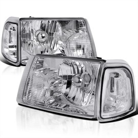 Spec-D Tuning Chrome Crystal Headlights + Corner Lights Turn Signal Lights Compatible with Ford Ranger 2001-2011 L+R Pair Assembly