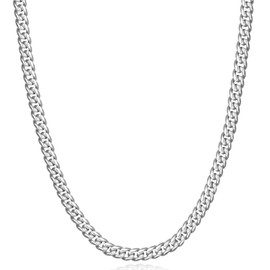 Evegfts Silver Chain for Men, Diamond Cut Miami Cuban Link Chain Necklace for Men Women 6MM Mens Chain Super Sturdy Men Necklaces 18 Inch