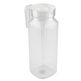 Acrylic Jug with Lid and Handle Ribbed Striped Juice Bottle Plastic Drinkware Water Ice Cold Dispenser for Bar Home 1100ml