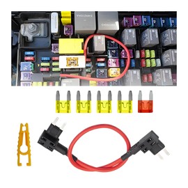 Sandfren Car TIPM Bypass Cable, Repair Fuel Pump Relay Kit, Vehicle Fuel Pump Relay Wiring Set with 5Pcs Fuses Clip, Auto Fuse Holder Adapter Accessories Compatible with 1500 2500 3500