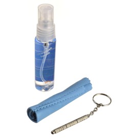 Eyeglass Cleaning & Repair Kit; 1oz Bottle Cleaning Spray, Microfiber Cleaning Cloth, Keychain Screwdriver, Clear