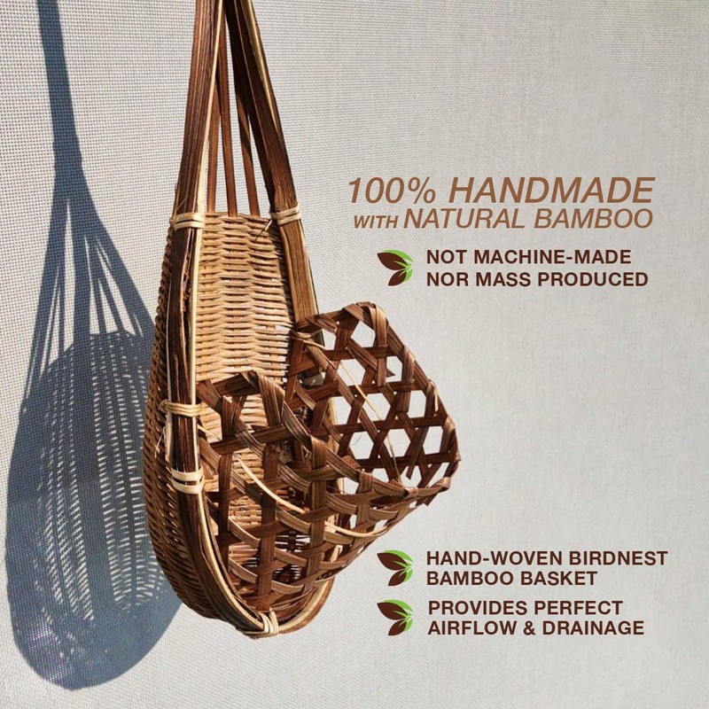 PANWA Handmade 100% Thai Bamboo Hanging Orchid Basket – 4