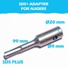 Auger adapter for SDS PLUS (SDS+) hammer drill for post
